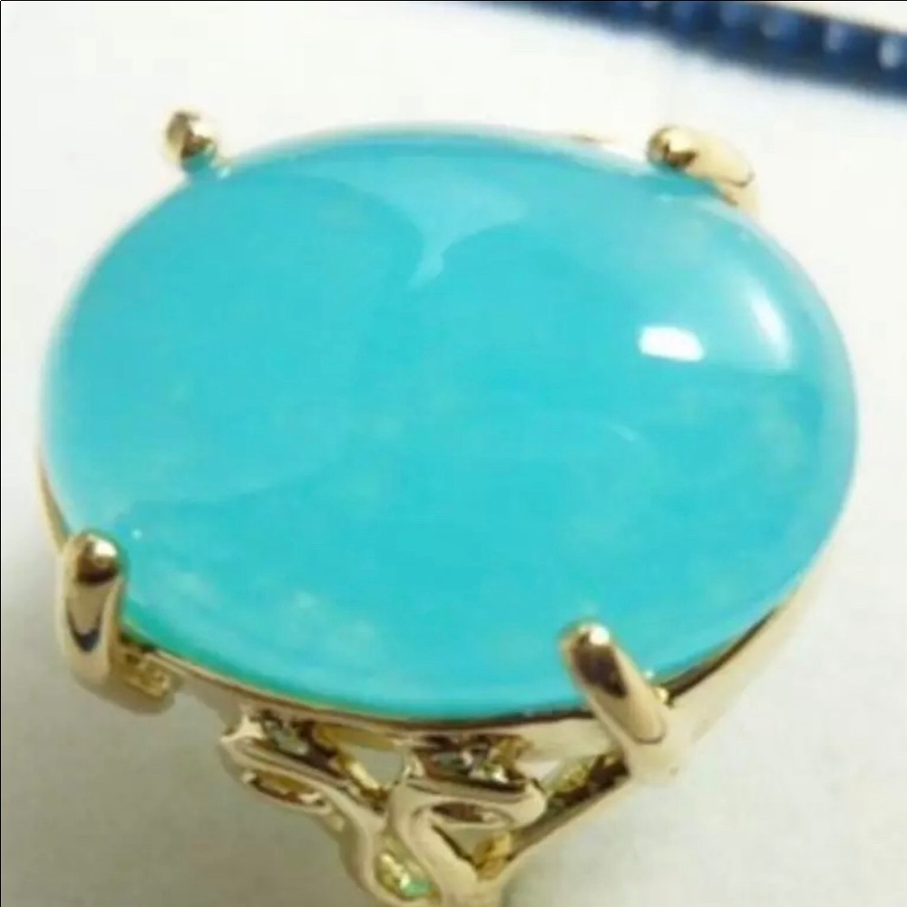 18KGP Blue natural rare Jade Gemstone Genuine